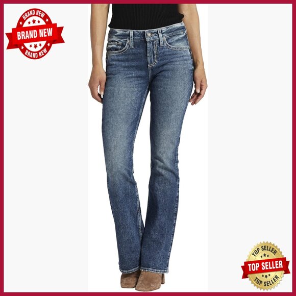 Mid Rise Curvy Fit Bootcut Jeans Stretch Denim Women's Slim